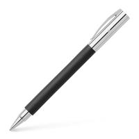 Faber-Castell 148110 - Rollerball AMBITION edelhars, metalen punt: 0,7 mm, inclusief geschenkverpakking, kleur schacht: zwart/zilver