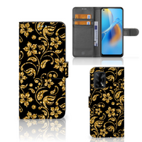 OPPO A74 4G Hoesje Gouden Bloemen