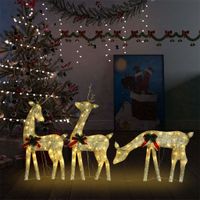 Rendierfamilie Kerstmis warmwit 270x7x90 cm mesh goudkleurig - thumbnail