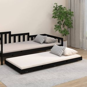 Bedframe 75x190 cm massief grenenhout zwart