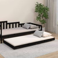 Bedframe 75x190 cm massief grenenhout zwart - thumbnail