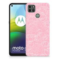 Motorola Moto G9 Power TPU Case White Flowers - thumbnail