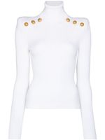 Balmain pull nervuré à col montant - Blanc