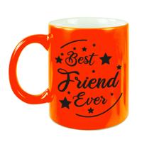 Best Friend Ever cadeau mok / beker neon oranje 330 ml - feest mokken