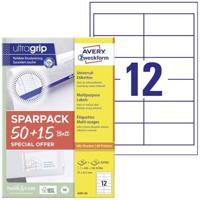 AVERY Zweckform 4781-65 adreslabels (600 plus 180 zelfklevende etiketten extra, 97x42,3 mm op A4, mat papier, afdrukbare afzenderetiketten, zelfklevende adresetiketten met ultragrip) 65 vellen, wit