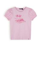 NoNo Meisjes t-shirt met puffy mouw - Kantal - Cotton candy