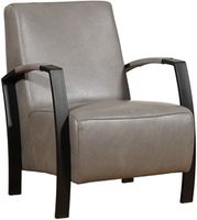 Grijze leren industriële stalen fauteuil Glory - Granada leer Steel (grijs leer)