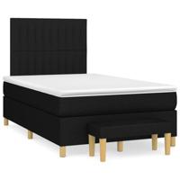 vidaXL Boxspring met matras stof zwart 120x190 cm, pocketveringbed, slaapmeubel, boxspring bed, bed, boxspringbed, eenpersoonsbed, bed met matras