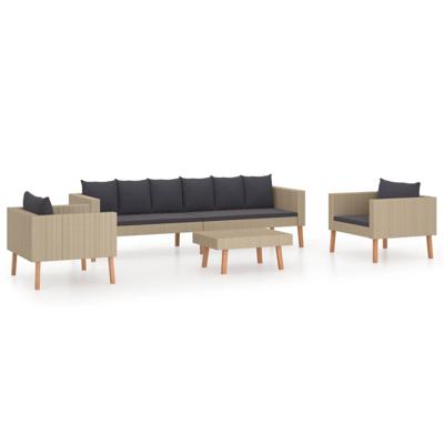 vidaXL 4-delige Loungeset met kussens poly rattan beige vidaXL 4-delige Loungeset met kussens poly rattan beige