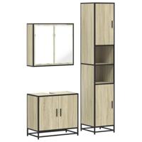 vidaXL 3-delige Badkamermeubelset bewerkt hout sonoma eikenkleurig, badkamerkast, toiletopbergkast, badkamerkast, badkameropbergkast, badkast