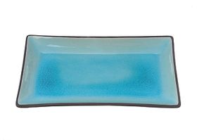 Zwart/Turquois Rechthoekig Bord - Glassy Turquoise - 21.5x12.7cm