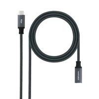 NANOCABLE 10.01.4500-COMB USB 3.2 Gen2X2 kabel, 100 W, 4K/60 Hz, USB-C/M, USB-C/H, zwart/grijs, 0,5 m