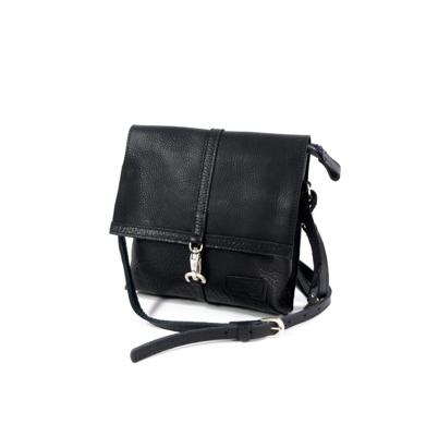 Handgemaakte leren schouder kleptas #04 zwart