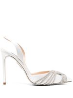 Aquazzura escarpins satinés Gatsby 120 mm à ornements en cristal - Blanc - thumbnail