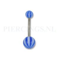 Navelpiercing acryl beachbal wit-blauw L 12 mm - thumbnail