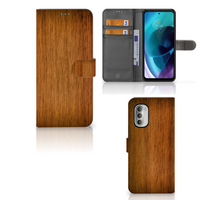 Motorola Moto G51 5G Book Style Case Donker Hout - thumbnail