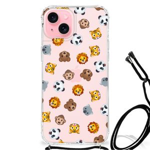 Doorzichtige Silicone Hoesje voor iPhone 15 Plus Dieren Emojis