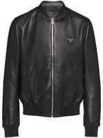 Prada veste bomber en cuir - Noir - thumbnail