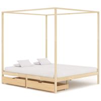 vidaXL Hemelbedframe met 2 lades massief grenenhout 180x200 cm