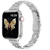 By Qubix - Stalen slim fit band - Zilver - Compatible met Apple watch 38mm / 40mm / 41mm / 42mm - Compatible Apple watch bandjes