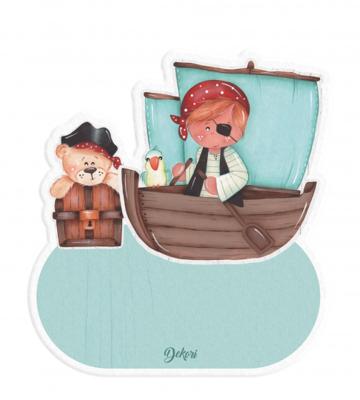 Dekori naambord piraat junior 12 x 17 cm hout lichtblauw Dekori naambord piraat junior 12 x 17 cm hout lichtblauw