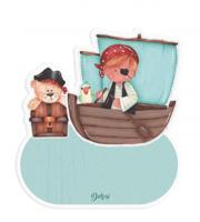 Dekori naambord piraat junior 12 x 17 cm hout lichtblauw