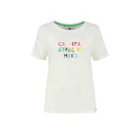 POM Amsterdam T-shirt Colourful State of Mind met printopdruk ecru