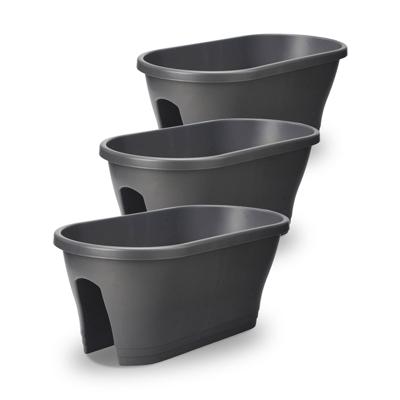 Elho Corsica Flower Bridge 60 - Balkonbakken - 29,6 X 58 X 24 Cm - 18 Liter - Grijs - Antraciet - 3 Stuks