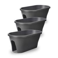 Elho Corsica Flower Bridge 60 - Balkonbakken - 29,6 X 58 X 24 Cm - 18 Liter - Grijs - Antraciet - 3 Stuks