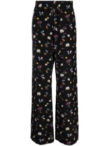 Stella McCartney pantalon en soie à fleurs - Noir