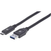 Manhattan USB-kabel USB 3.2 Gen1 (USB 3.0 / USB 3.1 Gen1) USB-A stekker, USB-C stekker 3.00 m Zwart 354981 - thumbnail