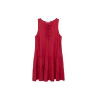 Violeta by Mango A-lijn jurk met volant donkerrood