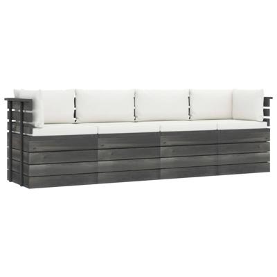 vidaXL Tuinbank 4-zits met kussens pallet massief grenenhout vidaXL Tuinbank 4-zits met kussens pallet massief grenenhout