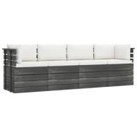 vidaXL Tuinbank 4-zits met kussens pallet massief grenenhout