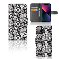 iPhone 13 Mini Hoesje Black Flowers - thumbnail