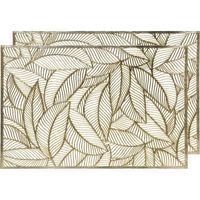 2x Gouden bladeren placemats 30 x 45 cm rechthoek