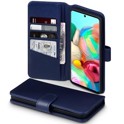 Qubits - luxe echt lederen wallet hoes - Samsung Galaxy A71 - Blauw Qubits - luxe echt lederen wallet hoes - Samsung Galaxy A71 - Blauw