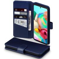 Qubits - luxe echt lederen wallet hoes - Samsung Galaxy A71 - Blauw
