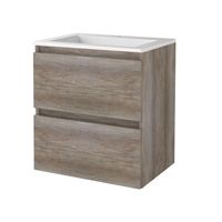 Badmeubelset Aquasplash Salt 60x46 cm Greeploos 2 Lades Met Wastafel Acryl 1 Kraangat Scotch Oak Aquasplash