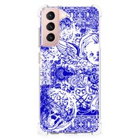 Extreme Case Samsung Galaxy S21 FE Angel Skull Blauw