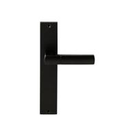 Hardbrass Deurkruk Rhodos op rechthoekig langschild blind - zwart