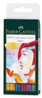 Faber-Castell 167103 - Tekenstiften Set Pitt Artist Pen Brush, 6-delig etui, basic, permanente tekenpotloden