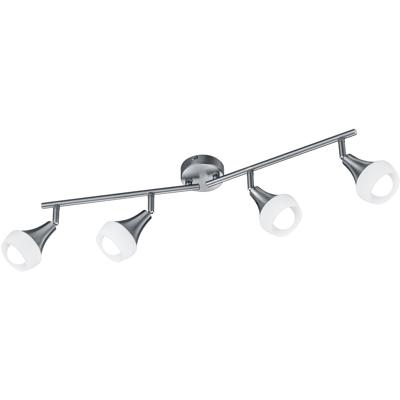 LED Plafondspot - Trion Trompo - E14 Fitting - 4-lichts - Rechthoek - Mat Nikkel - Aluminium