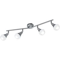 LED Plafondspot - Trion Trompo - E14 Fitting - 4-lichts - Rechthoek - Mat Nikkel - Aluminium