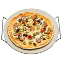 Keramische pizzasteen rond 33 cm met handvaten   -