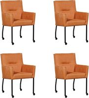 Set van 4 Oranje leren moderne eetkamerstoelen Lucky - Kenia Leer Rost (oranje leer) - thumbnail