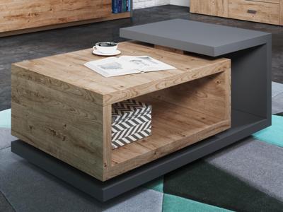 Salontafel BOTSWANA rechthoekig 120 cm anthracite/chêne ribbec