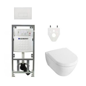 Villeroy Boch Subway 2.0 DirectFlush Toiletset - geberit reservoir - bedieningsplaat rechthoekige knoppen - softclose - wit 0701131/SW706187/0124060/ga26028/