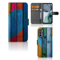 Motorola Moto G62 5G Book Style Case Wood Heart - Cadeau voor je Vriend - thumbnail