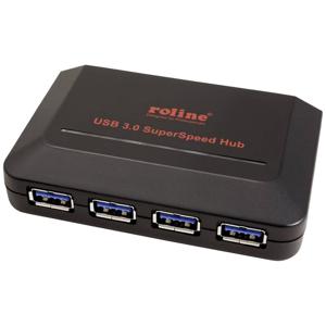 Roline USB-combi-hub 4 poorten Zwart